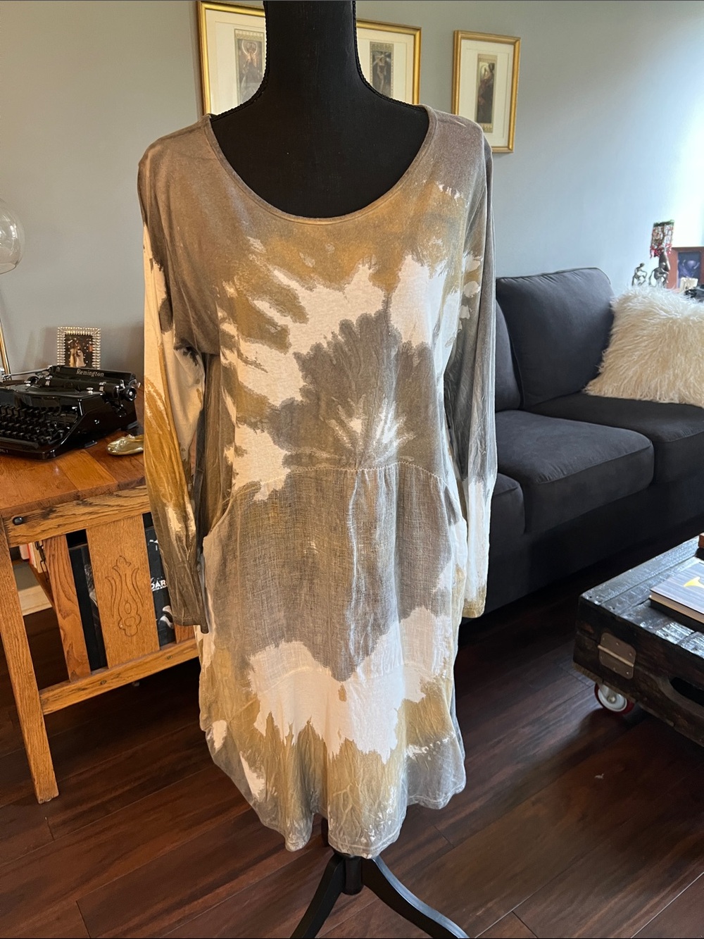 Top Ligne tie-dye print bubble dress linen and cotton free size, see measurement